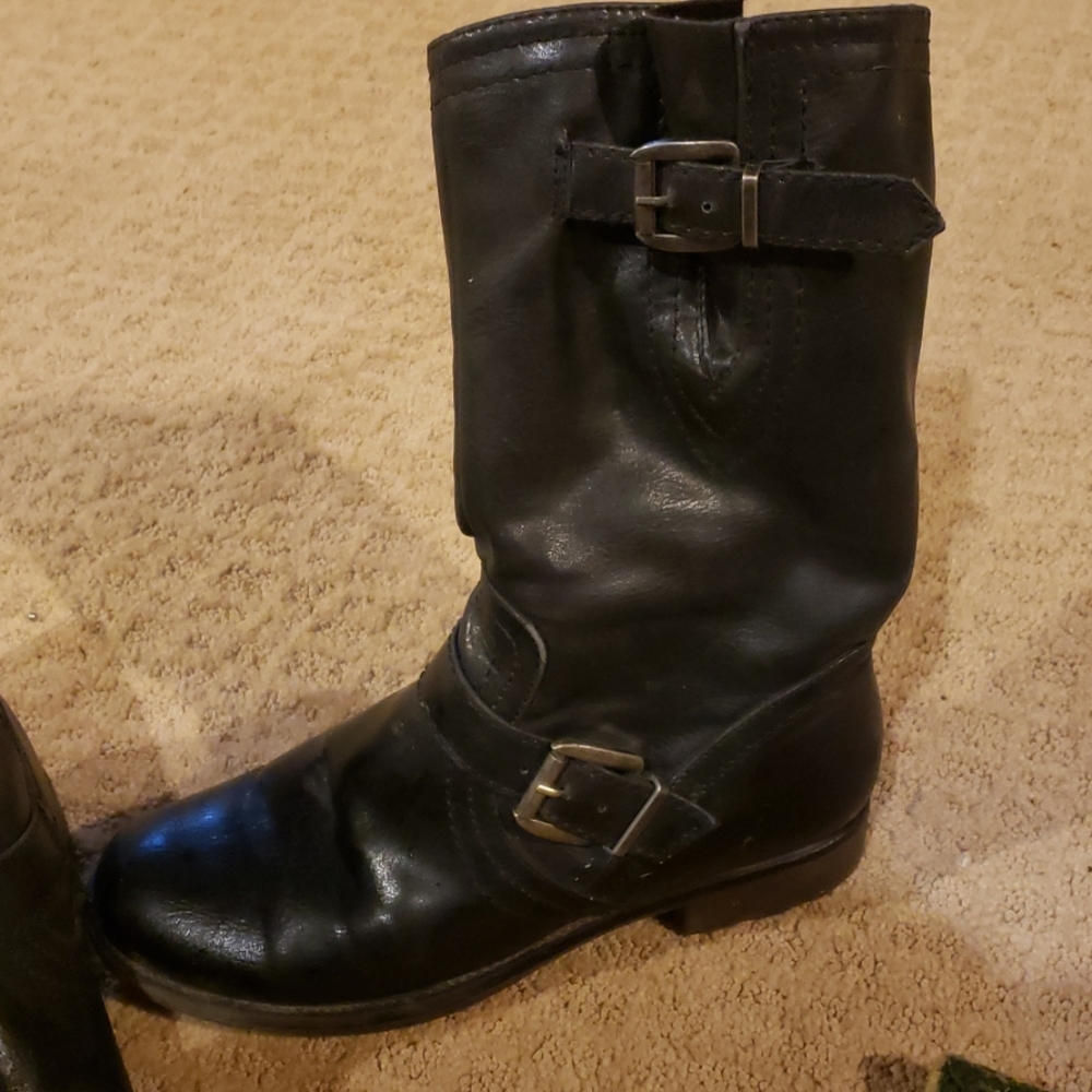 Black leather boots